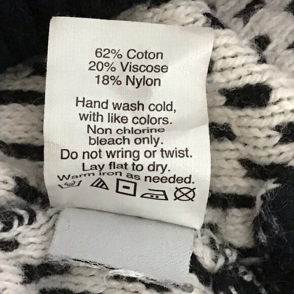 Madewell Fineprint Pullover Crewneck Sweater Black White Vent Sweater sz S - Picture 13 of 13